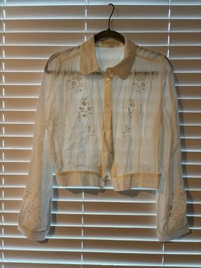Favorite Daughter Ivory Sheer Embroidered Blouse